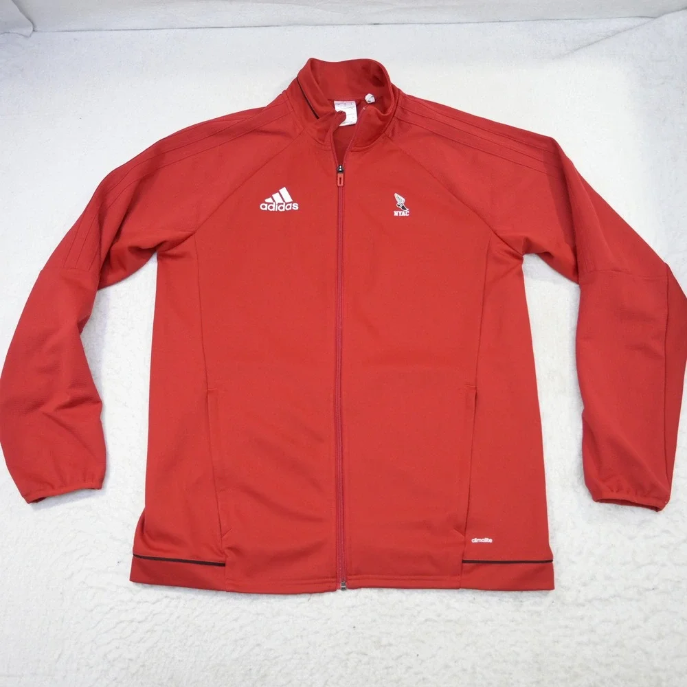 Adidas Track Jacket Mens Large Winged Foot New York Athletic Club Full Zip Red